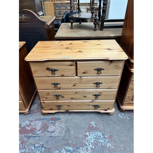 94 - A pine chest of two short over three long drawers