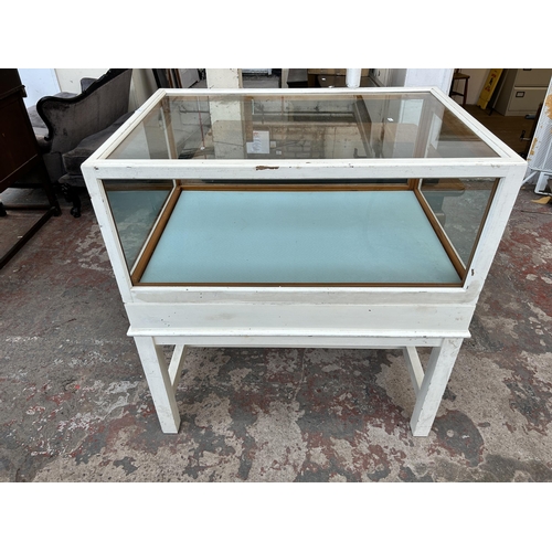 155 - A mid 20th century white painted pine museum display cabinet with single glazed door - approx. 115cm... 