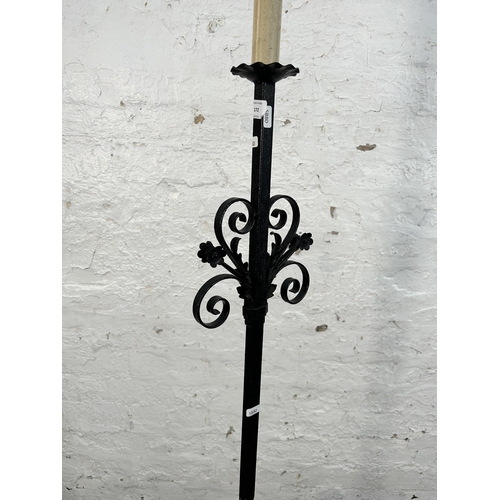 172 - A Victorian style wrought iron standard lamp - approx. 175cm high