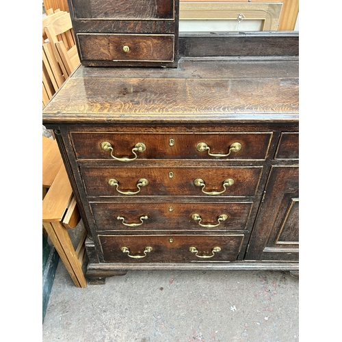 198 - A Georgian oak dresser - approx. 203cm high x 200cm wide x 54cm deep