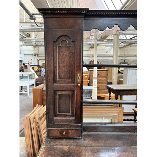 198 - A Georgian oak dresser - approx. 203cm high x 200cm wide x 54cm deep