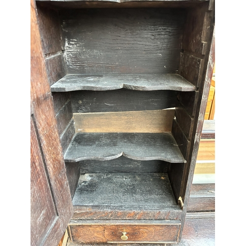 198 - A Georgian oak dresser - approx. 203cm high x 200cm wide x 54cm deep