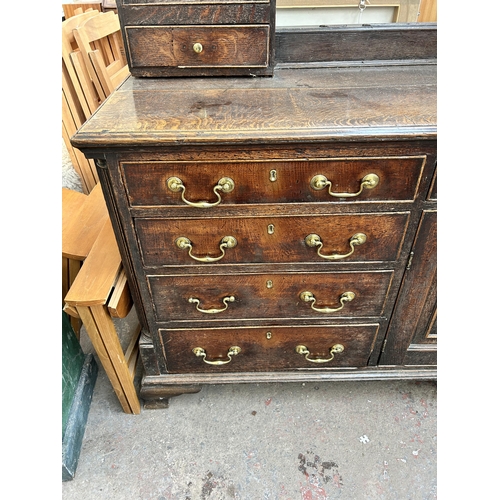 198 - A Georgian oak dresser - approx. 203cm high x 200cm wide x 54cm deep