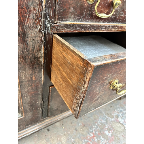 198 - A Georgian oak dresser - approx. 203cm high x 200cm wide x 54cm deep