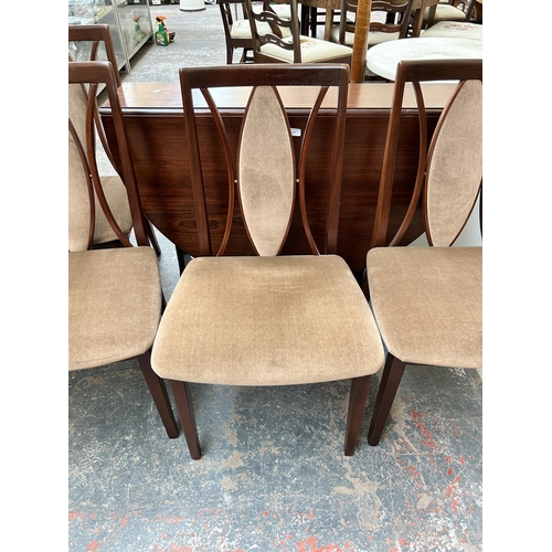 216 - A G Plan mahogany drop leaf gate leg dining table and four dining chairs