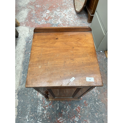 222 - A late 19th/early 20th century mahogany bedside cabinet