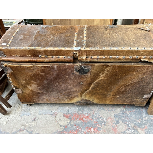 228 - A 19th century fur and pine blanket box