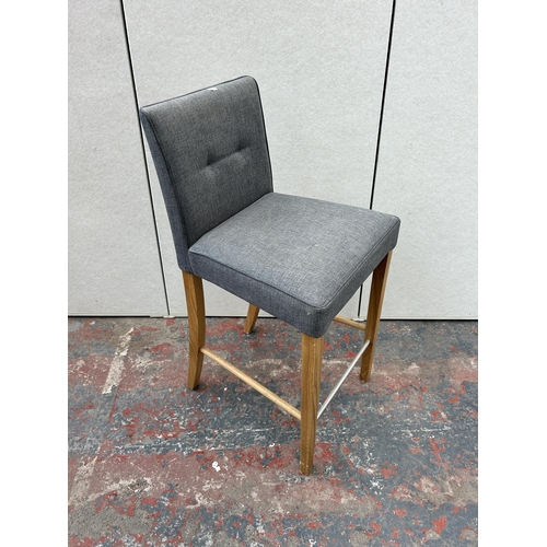 236 - A modern grey fabric and oak kitchen barstool