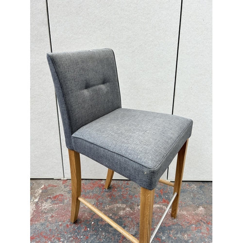 236 - A modern grey fabric and oak kitchen barstool