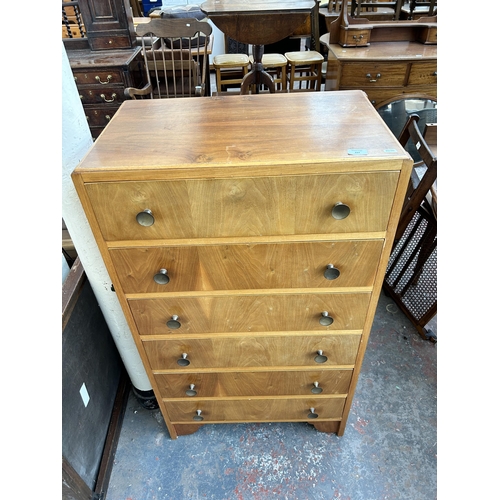 237 - A mid 20th century walnut chest of six drawers