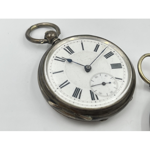 2358 - Three late 19th century silver cased open face key wind pocket watches, one being Raffin Geneve - ap... 