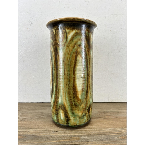 318 - A mid 20th century studio pottery vase, signed to base - approx. 29cm high