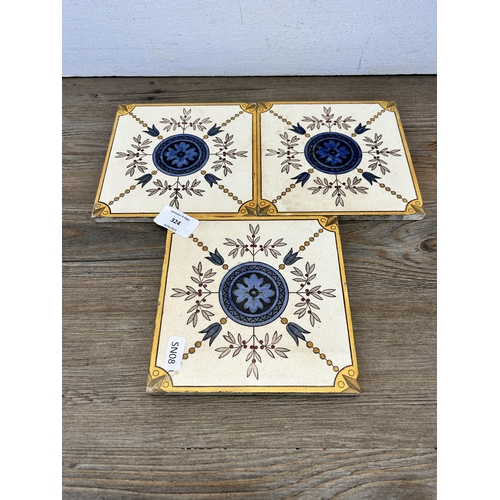 324 - Three Victorian Minton Hollins & Co. ceramic tiles - approx. 15cm square