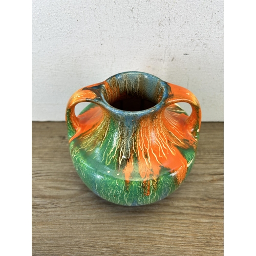 331 - An Art Deco Wadeheath Orcadia Ware twin handled vase - approx. 12.5cm high