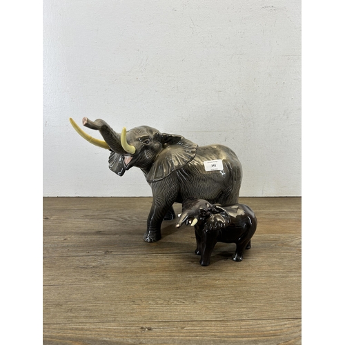 341 - Two Beswick elephant figurines - largest approx. 26cm high x 33cm long