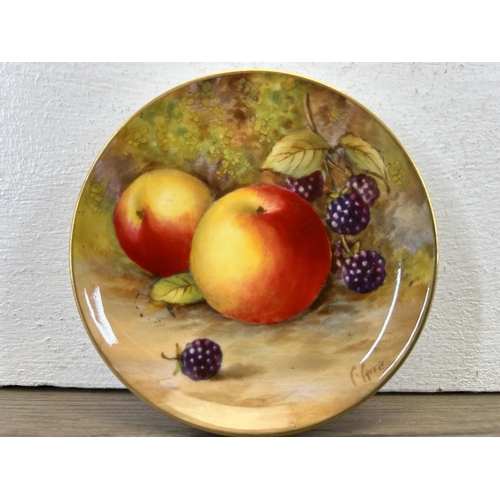 342 - A Royal Worcester hand painted fruit pattern circular dish, signed lower right - approx. 9cm diamete... 