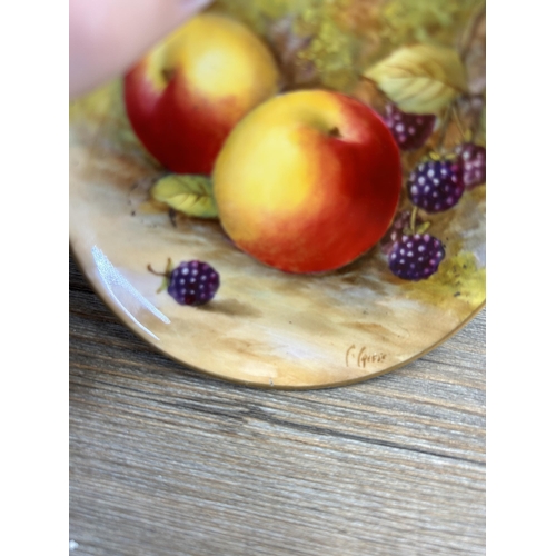 342 - A Royal Worcester hand painted fruit pattern circular dish, signed lower right - approx. 9cm diamete... 