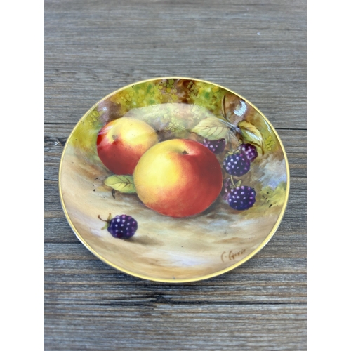 342 - A Royal Worcester hand painted fruit pattern circular dish, signed lower right - approx. 9cm diamete... 