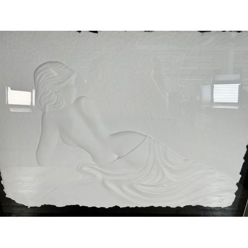 260 - A framed Roberta Peck pencil signed nude lady cast paper relief - approx. 80cm high x 101cm wide