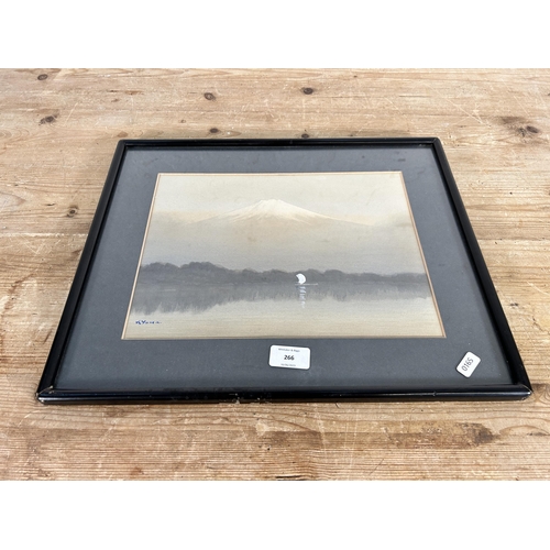 266 - An antique framed Kyoha watercolour of Mount Fuji - approx. 36.5cm high x 44cm wide