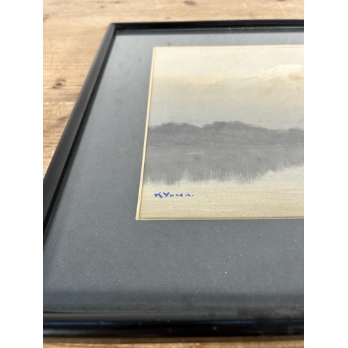 266 - An antique framed Kyoha watercolour of Mount Fuji - approx. 36.5cm high x 44cm wide