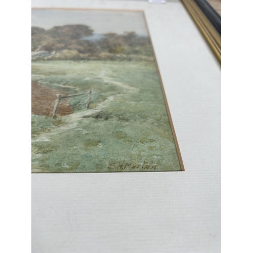 271 - An early 20th century framed E H Morten watercolour of a landscape scene - approx. 39cm high x 52cm ... 