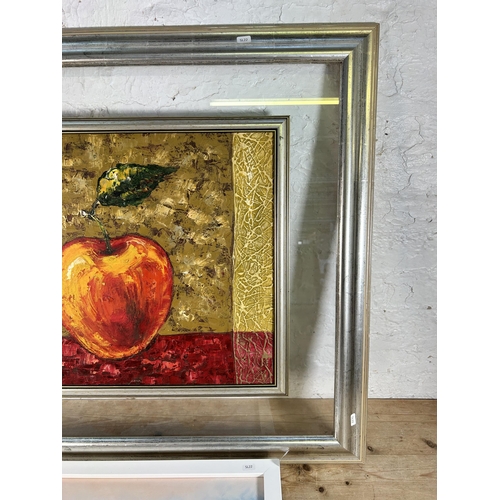 276 - Two modern framed oil paintings - largest approx. 87cm high x 94cm wide