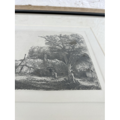 278 - A 19th century framed Amand Durand (1831-1905) etching after Rembrandt titled 'Landscape With Three ... 