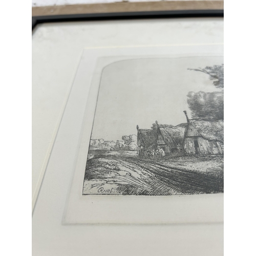 278 - A 19th century framed Amand Durand (1831-1905) etching after Rembrandt titled 'Landscape With Three ... 