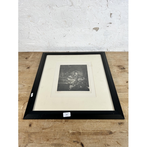 279 - A 19th century framed Amand Durand (1831-1905) etching after Rembrandt titled 'Goldweigher' - approx... 