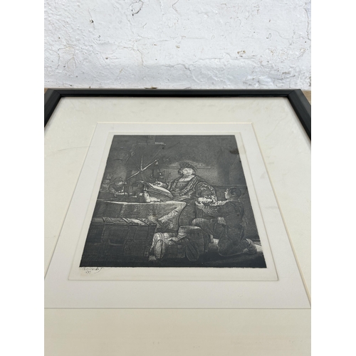 279 - A 19th century framed Amand Durand (1831-1905) etching after Rembrandt titled 'Goldweigher' - approx... 