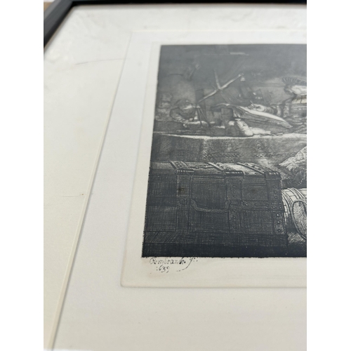 279 - A 19th century framed Amand Durand (1831-1905) etching after Rembrandt titled 'Goldweigher' - approx... 