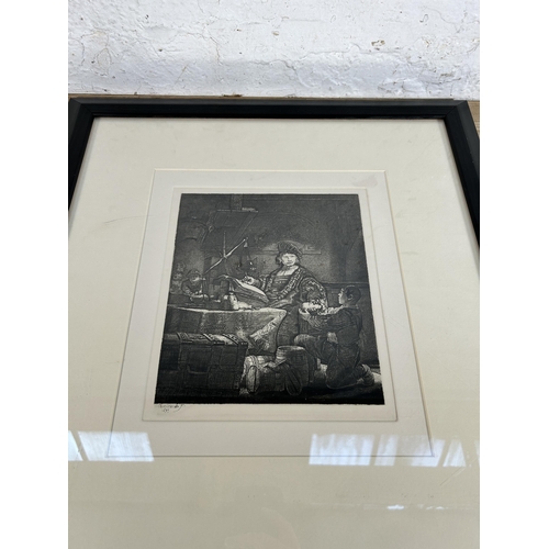 279 - A 19th century framed Amand Durand (1831-1905) etching after Rembrandt titled 'Goldweigher' - approx... 