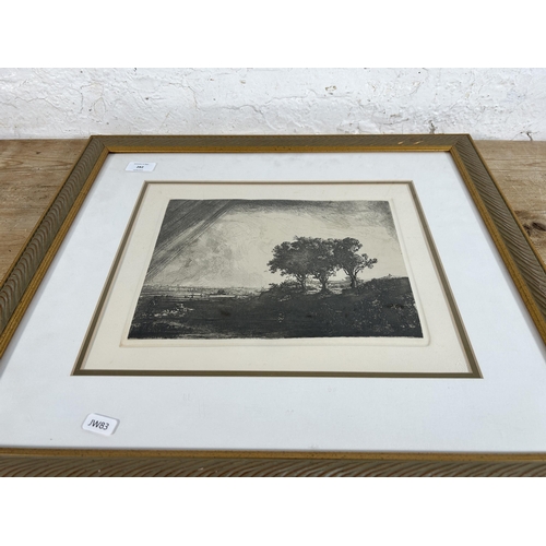 282 - A 19th century framed Amand Durand (1831-1905) etching after Rembrandt titled 'Three Trees' with cer... 