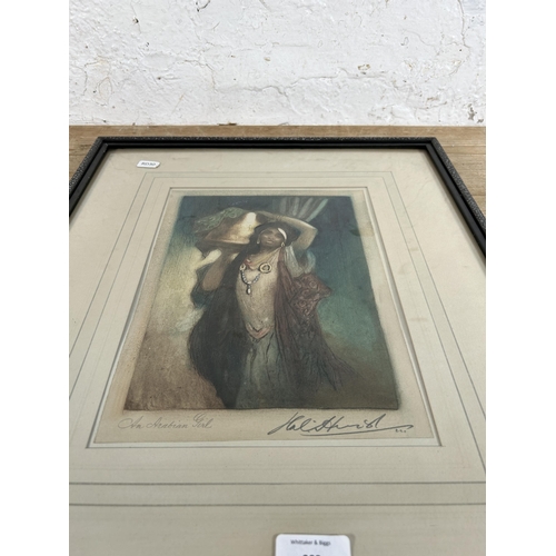 283 - A framed Hal Hurst original etching titled 'An Arabian Girl' - approx. 50cm high x 43cm wide