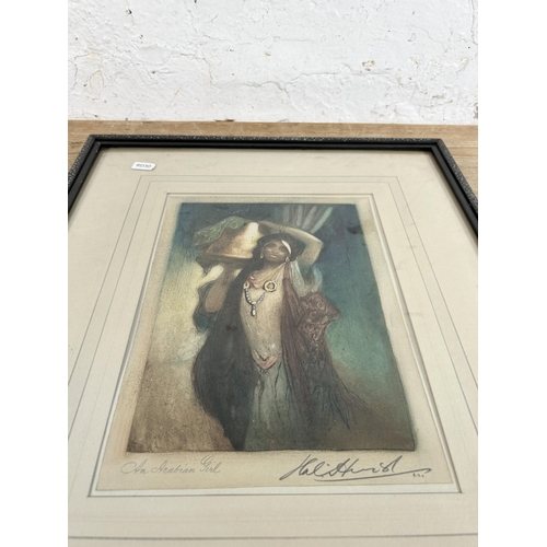 283 - A framed Hal Hurst original etching titled 'An Arabian Girl' - approx. 50cm high x 43cm wide