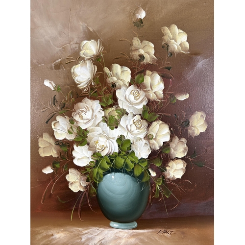 288 - A gilt framed floral still life oil on canvas, signed Alan. T - approx. 72cm high x 57cm wide