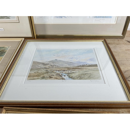 291 - Five framed pictures, four pencil singed limited edition prints and one G. H. Nuttall watercolour ti... 