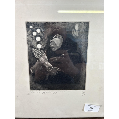 292 - A framed pencil signed no. 19 of 60 print - approx. 32.5cm high x 28.5cm wide