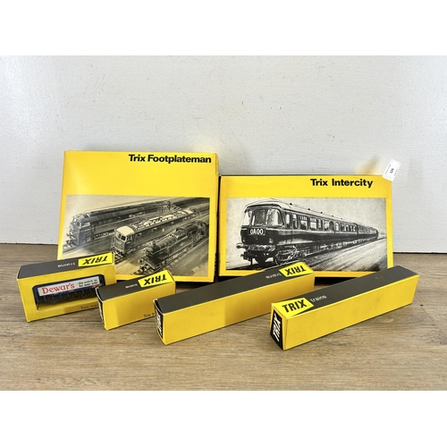 526 - Six boxed Trix Trains model locomotives and sets to include footplateman construction kit, Intercity... 