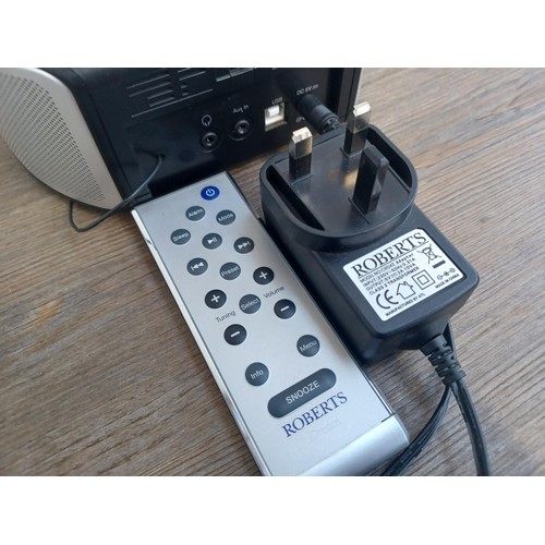 722 - A Roberts CRD42 iDream DAB/FM digital clock radio with iPod dock, remote control and power adaptor