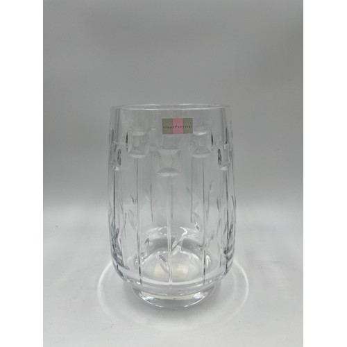 305 - A boxed Stuart Crystal Mantra Hurricane candle holder - approx. 16cm high