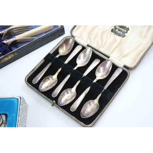 475 - Five vintage boxed silver plated cutlery sets to include pastry forks, fish sets etc.