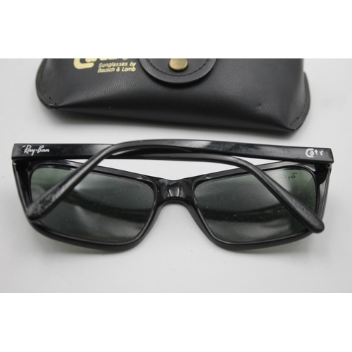 560 - A pair of cased vintage Bausch & Lomb Ray-Ban black oversized sunglasses