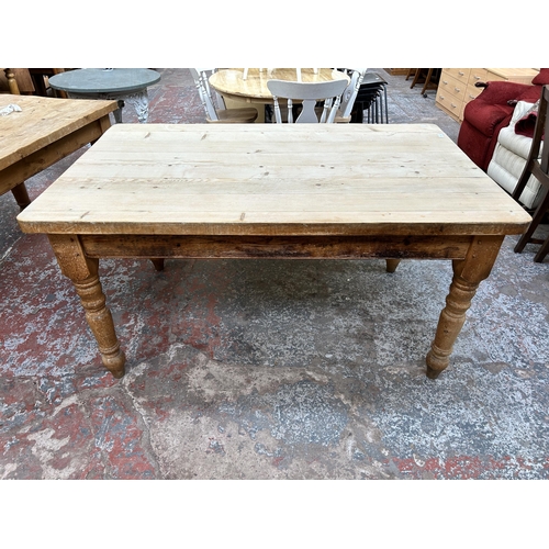 160 - A Victorian style pine rectangular farmhouse dining table - approx. 80cm high x 96cm wide x 152cm lo... 