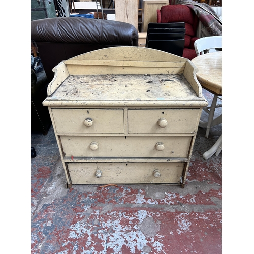 165 - A Victorian painted pine chest of two short over two long drawers