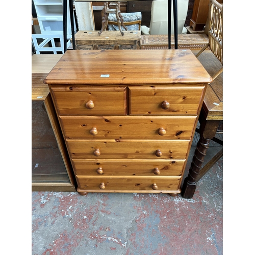 172 - A pine chest of two short over four long drawers