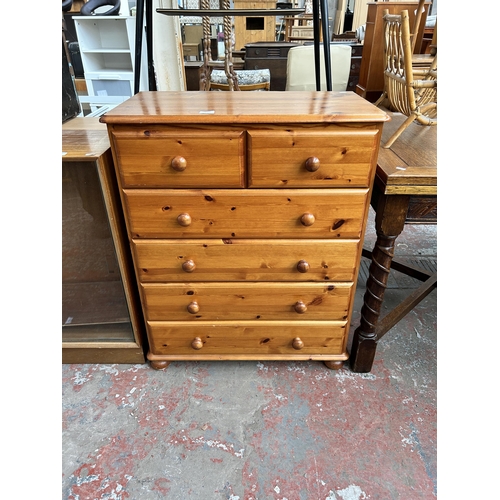 172 - A pine chest of two short over four long drawers