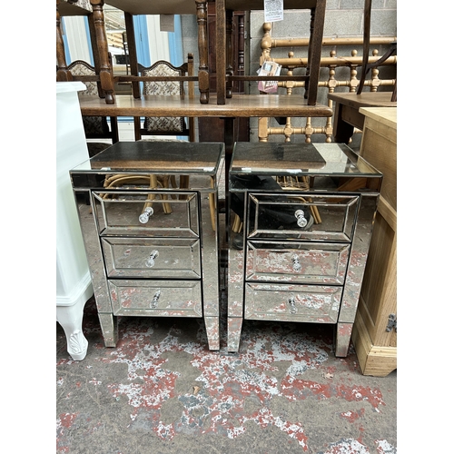 46 - A pair of Birlea mirrored glass bedside chests of three drawers