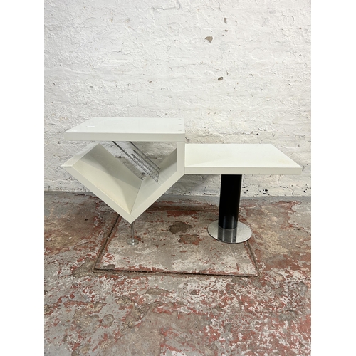 50 - A 1980s Jacob Jensen for Bang Olufsen Attyka white laminate hi-fi storage system table - approx. 58c... 